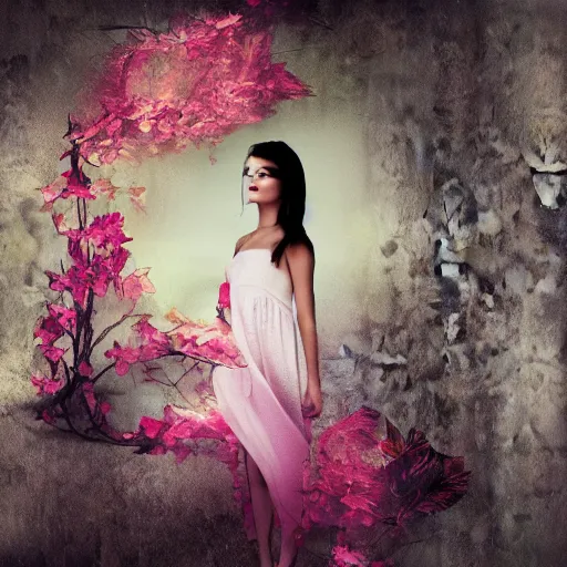 Image similar to a woman's dream, creative photo manipulation, photoshop, digital art