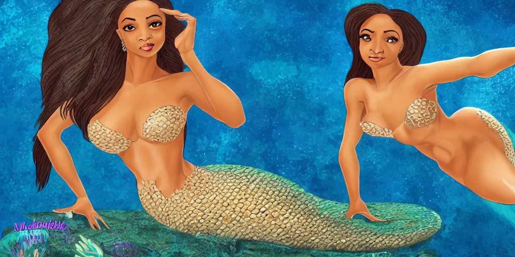 Image similar to Sade as a mermaid from no ordinary love , high quality, sade, detailed, 8k, mermaid