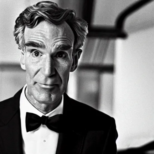 Prompt: bill nye as james bond, her majesty's secret service iconic still