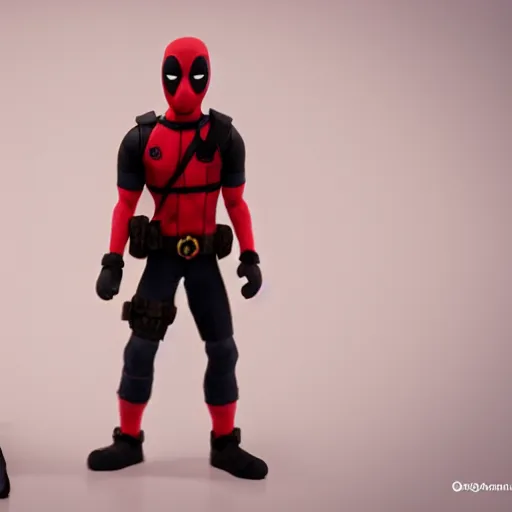 Prompt: wade wilson claymation, deadpool, cinematic, volumetric lighting