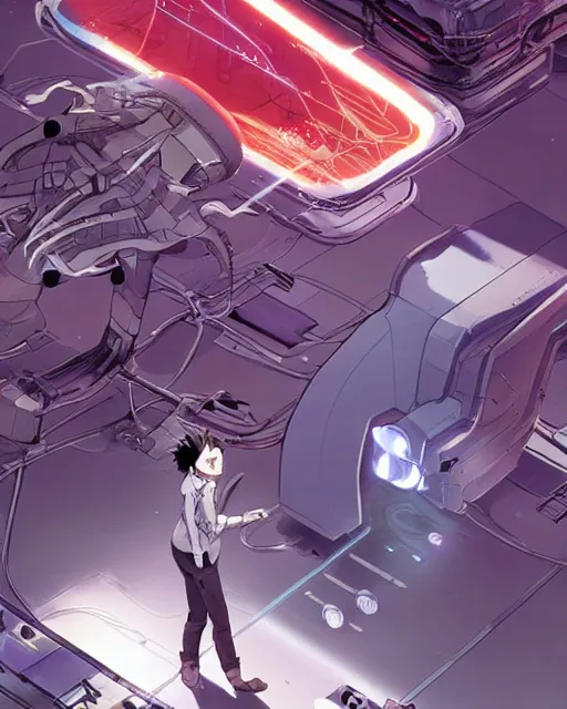 Image similar to a rat as a robot, cybernetic enhancements, art by makoto shinkai and alan bean, yukito kishiro