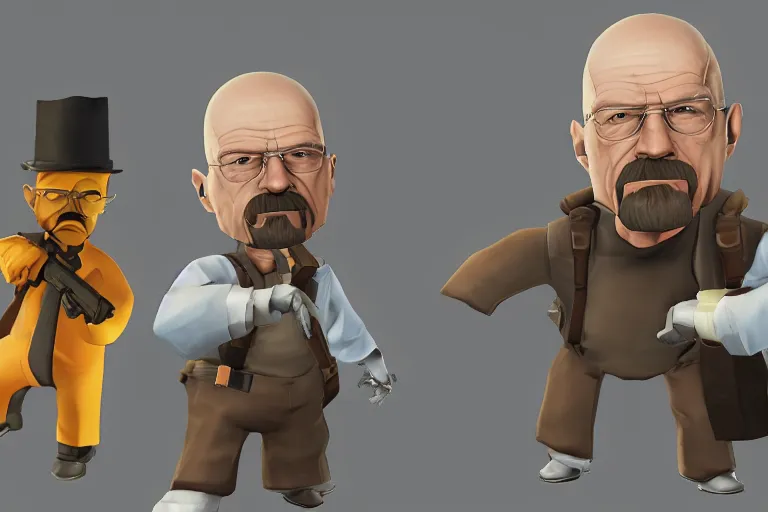 Prompt: Walter White is Heavy from Team Fortress 2