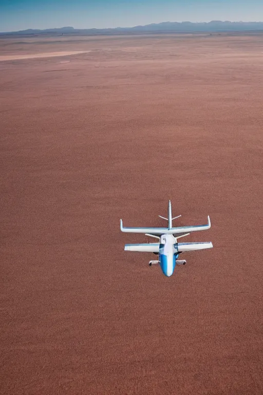 Image similar to Travel Ad, plane flying above a drying landscape