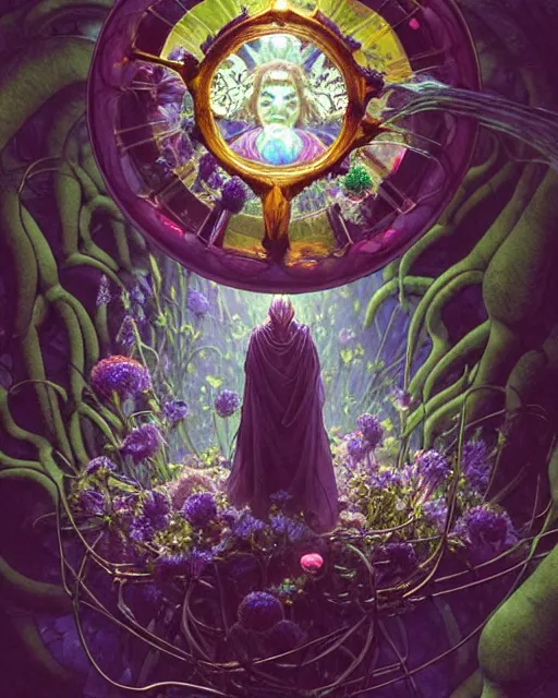 Prompt: the platonic ideal of flowers, rotting, insects and praying of cletus kasady carnage thanos dementor wild hunt doctor manhattan chtulu mandelbulb mandala ponyo spirited away bioshock davinci, d & d, fantasy, ego death, decay, dmt, mdma, art by artgerm and greg rutkowski and alphonse mucha