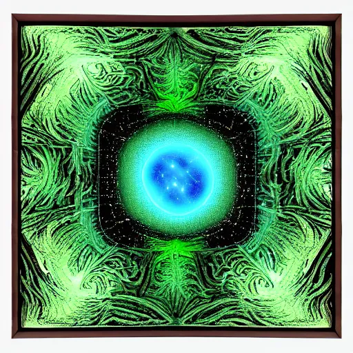 Image similar to a fractal warp core made of slime exploding, artwork by star trek