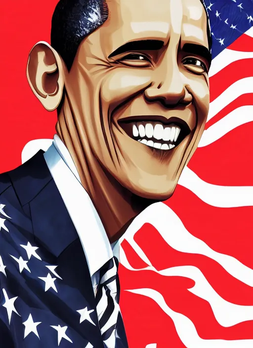 Prompt: barack obama manga cover art, detailed color portrait, artstation trending, 8 k, greg rutkowski,