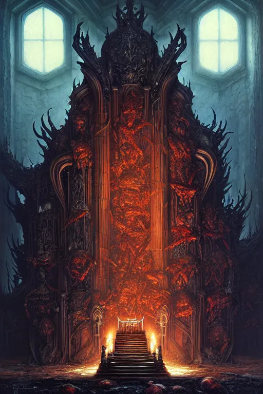 Image similar to satan's throne by anna podedworna, ayami kojima, greg rutkowski, giger, maxim verehin