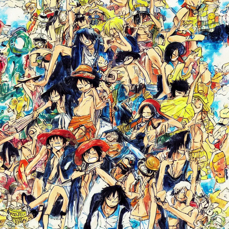 One Piece Manga Collage - Anime Collage Store - Drawings & Illustration,  Fantasy & Mythology, Other Fantasy & Mythology - ArtPal