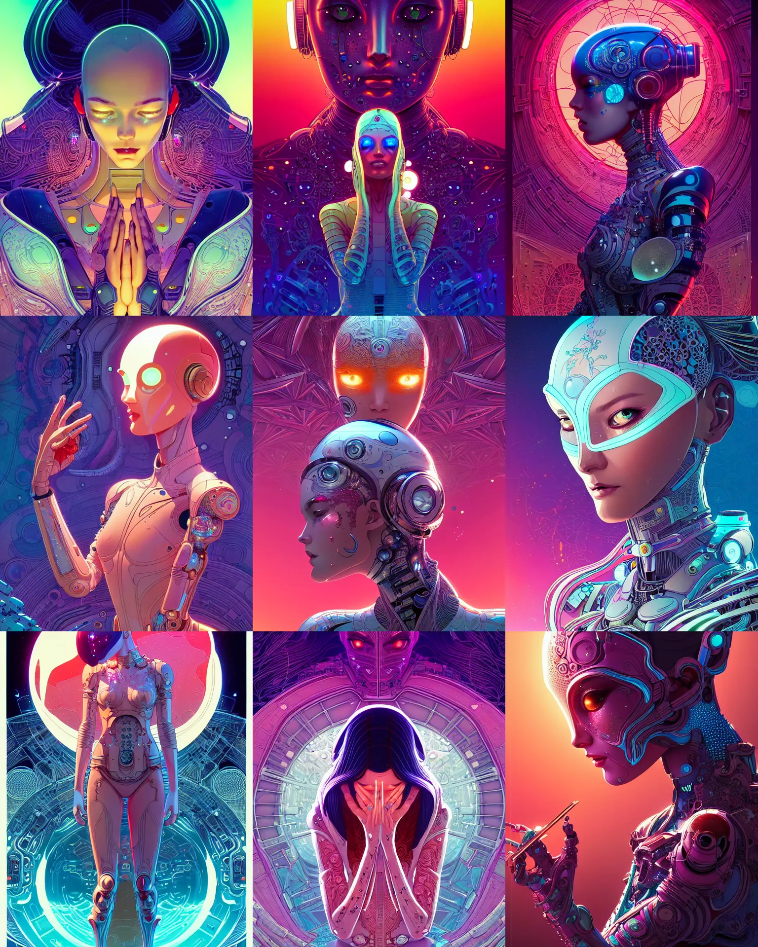 Prompt: ultra detailed, beautiful female android in tears, crying. scifi, fantasy, intricate detailed environment, global illumination, vector art. by james jean and moebius and artgerm and liam brazier and victo ngai and tristan eaton.