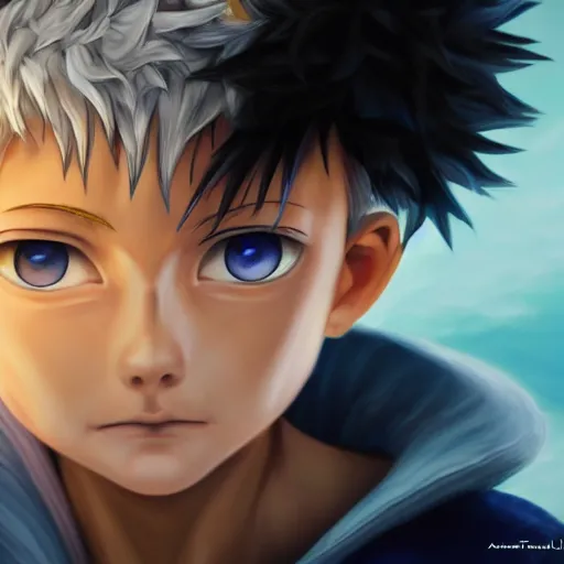 Image similar to an oil painting of a killua zoldyck, by artgerm, hd, hdr, ue 5, ue 6, unreal engine 5, cinematic 4 k wallpaper, 8 k, ultra detailed, high resolution, artstation, award winning