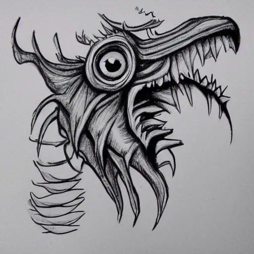 Image similar to hand drawn monster on paper