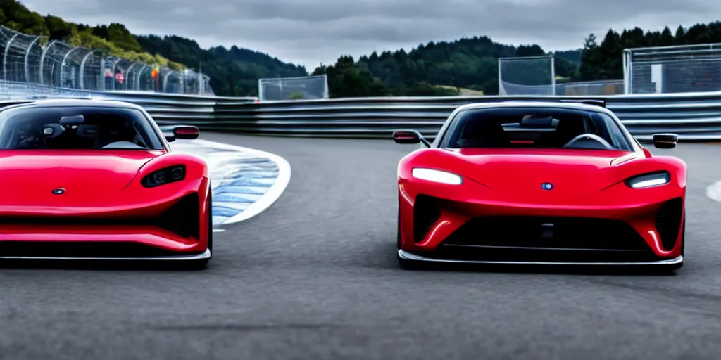 Prompt: 2 0 2 3 sport car 4 k on the nurburgring