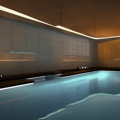 Prompt: liminal space pool rooms, cgi art, good lighting