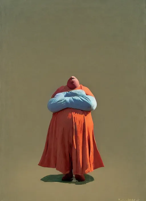 Prompt: large fat man in dress made from plastic bag with paper bags for clothes standing inside paper bags with paper bag over the head at store display Edward Hopper and James Gilleard, Zdzislaw Beksinski, highly detailed