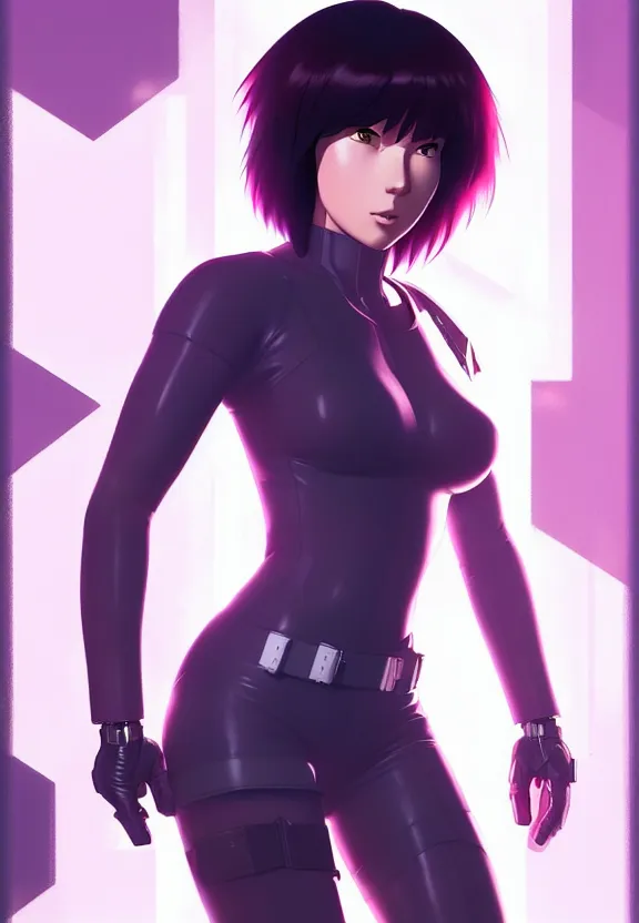 Image similar to a fullbody portrait of motoko kusanagi the major ghost in the shell : : stand alone complex, under repairs, maintenance : : by ilya kuvshinov, rossdraws, artgerm, sola digital arts, anti aliasing, raytracing : :