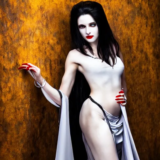 Image similar to full length photo of a beautiful vampire queen with, highly detailed, 4 k, hdr, smooth, sharp focus, high resolution, award - winning photo