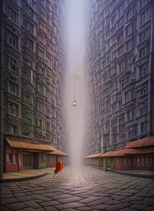 Prompt: hyper detailed 3d render like a Oil painting - the secret city by Jacek Yerka, Mariusz Lewandowski, Abstract brush strokes, Masterpiece, Edward Hopper and James Gilleard, Zdzislaw Beksinski, Mark Ryden, Wolfgang Lettl, hints of Yayoi Kasuma, octane render, 8k