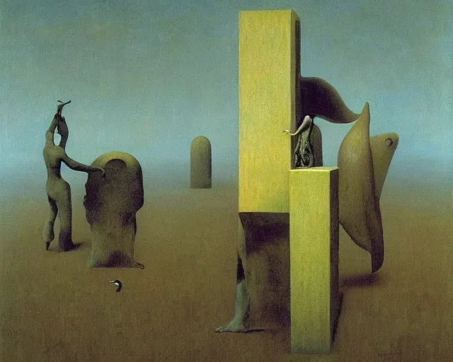 Prompt: change by beksinski, carrington, bosch, dali, barlowe, magritte