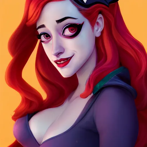 Image similar to a portrait of Lili Reinhart Batgirl comics, red hair, art by lois van baarle and loish and ross tran and rossdraws and sam yang and samdoesarts and artgerm, digital art, highly detailed, intricate, sharp focus, Trending on Artstation HQ, deviantart, unreal engine 5, 4K UHD image