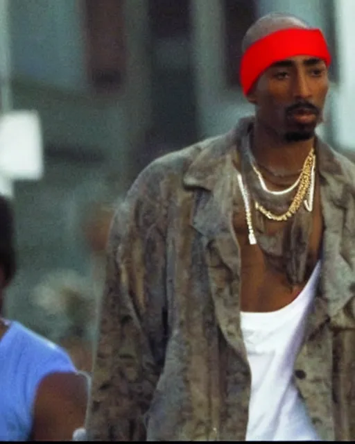 Image similar to tupac spotted in cuba, 2 0 0 9, paparazzi photo, hidden camera, low quality, shot from far away