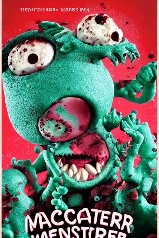 Prompt: macaron monster 2 0 1 0 horror movie poster