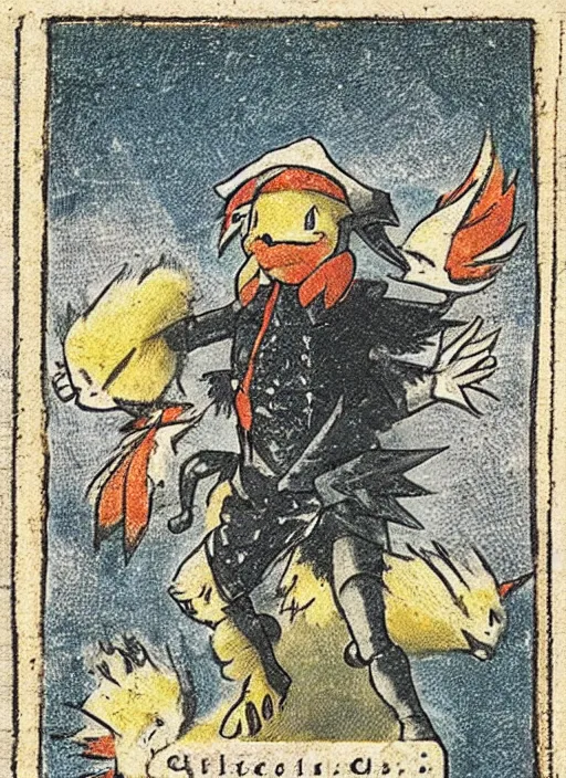 Image similar to a pokemon card from the 1 6 9 0 s