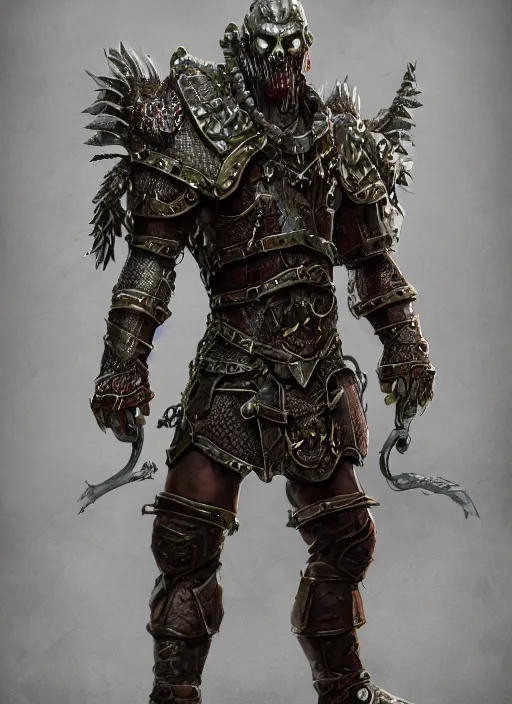 Prompt: а fantasy Proto-Slavic mythology, zombie in chain mail armor inspired blizzard games, full body, detailed and realistic, 4k, trending on artstation, octane render