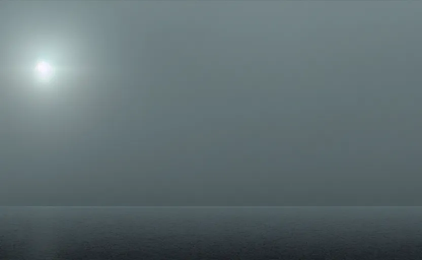 Image similar to low angle skimming the surface of a strange lake directed by charlie kaufman ( 2 0 0 1 ) foggy volumetric light morning extremely moody cinematography scene, cinematic trending on artstation in the style of greg rutkowski