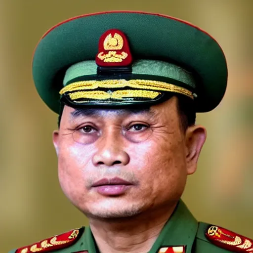 Prompt: min aung hlaing, myanmar commander in chief of the military, min aung hlaing, photograph