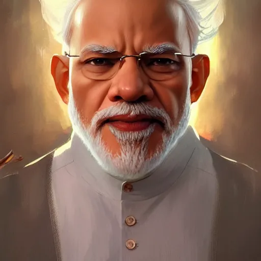 Prompt: beautiful natural narendra modi, intricate, elegant, highly detailed, digital painting, artstation, concept art, smooth, sharp focus, illustration, art by artgerm and greg rutkowski and alphonse mucha and loish and WLOP