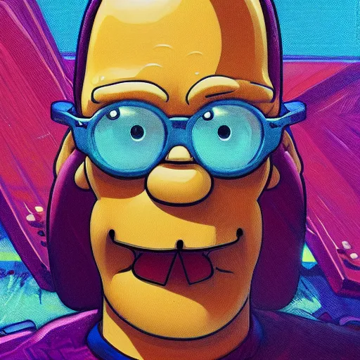 Image similar to Graffiti of a homer simpson, intricate, highly detailed, digital painting, artstation, smooth, sharp focus, illustration, art by artgerm and greg rutkowski and alphonse mucha