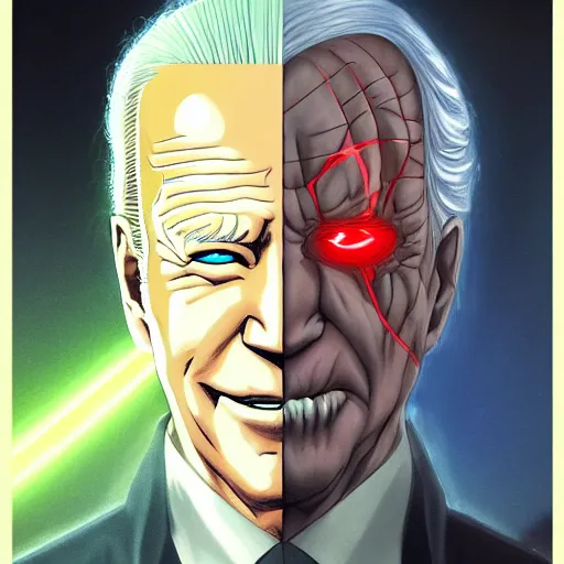 Prompt: anime portrait of Joe Biden as a muscular sith Palpatine anime boy by Stanley Artgerm Lau, WLOP, Rossdraws, James Jean, Andrei Riabovitchev, Marc Simonetti, and Sakimichan, trending on artstation