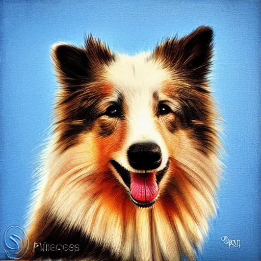 Prompt: artwork of a shetland sheepdog by Patrice murciano in a style of murciano