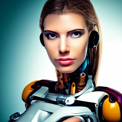 Prompt: portrait photo of a beautiful female cyborg......banana