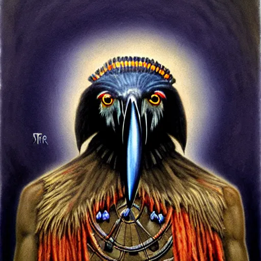 Image similar to raven - shaman, prehistoric art