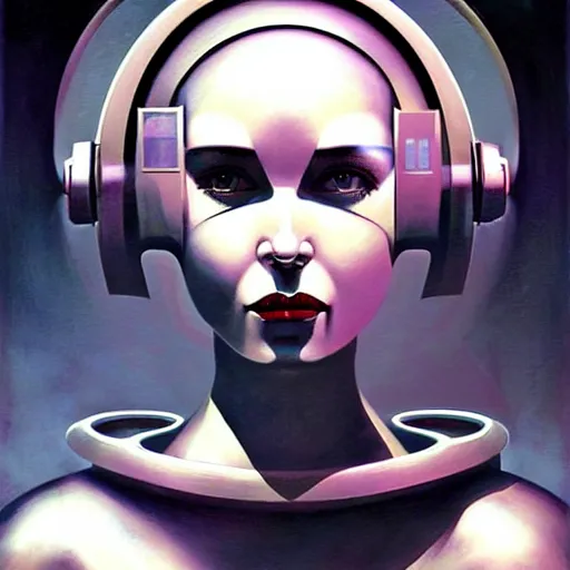 Image similar to futuristic portrait of woman from 2 0 s decade of xx century in metal space suit in a style of hans giger, dark atmosphere, lovecraftian background, lynchian atmosphere, film noir, concept art, art by kuvshinov ilya and zdislav beksinski and wayne barlowe and hans giger