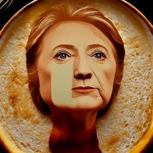 Image similar to photo of breakfast toast that looks like hillary clinton's face, taken with my nikon d 3