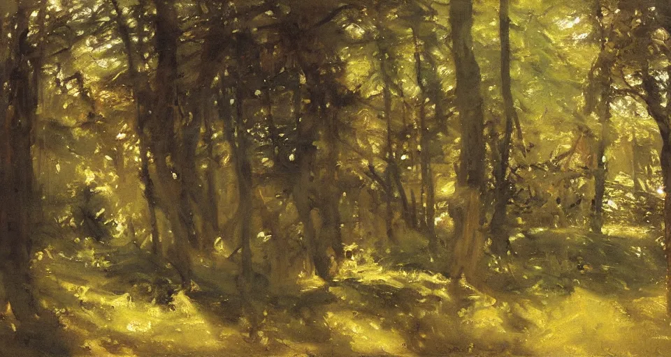 Prompt: forest, by richard schmid and john singer sargent