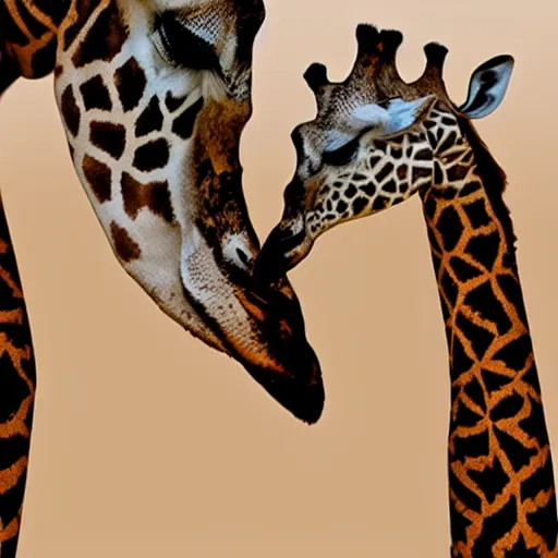 Image similar to two giraffes fighting with swords