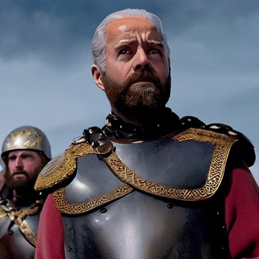 Prompt: movie still of Joe Biden as King Leonidas in 300