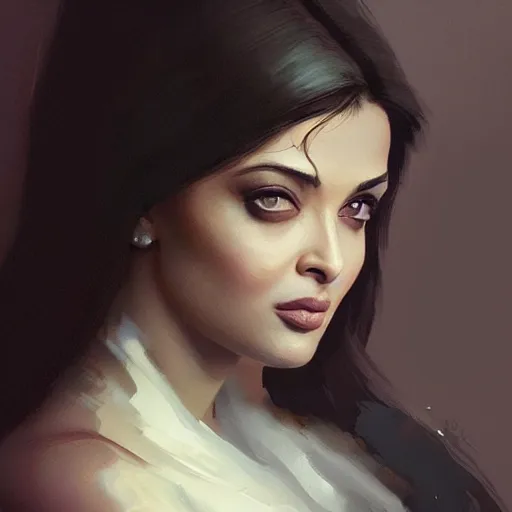 Image similar to “ portrait of aishwarya rai by greg rutkowski, young, attractive, highly detailed portrait, scifi, digital painting, artstation, concept art, smooth, sharp foccus ilustration, artstation hq ”