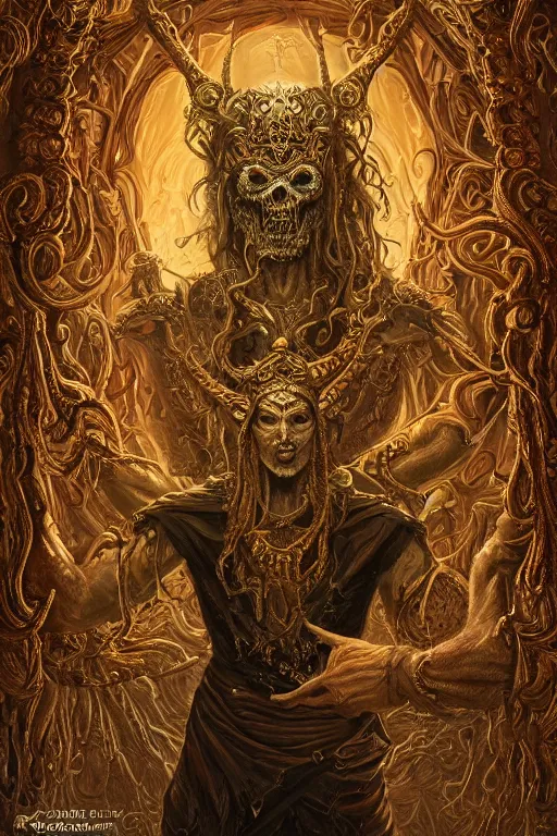 Prompt: portrait of slavic deity Simargl, in style of Doom, in style of Midjourney, insanely detailed and intricate, golden ratio, elegant, ornate, unfathomable horror, elite, ominous, haunting, matte painting, cinematic, cgsociety, James jean, Noah Bradley, Darius Zawadzki, vivid and vibrant