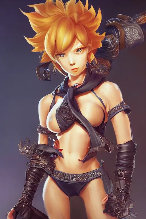 Image similar to Lisa simpson in a blade and soul spinoff artbook rendered by the artist Hyung tae Kim, Jiyun Chae, Lê Long, Joe Madureira, trending on Artstation by Hyung tae Kim, artbook, Stanley Artgerm Lau, WLOP, Rossdraws , James Gurney