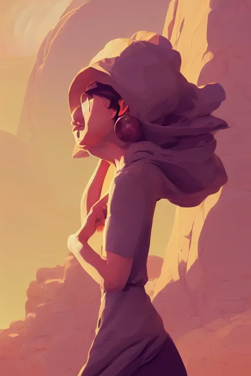 Image similar to single hermit in the desert, smooth face, centered median photoshop filter cutout vector behance hd by artgerm, jesper ejsing, by rhads, makoto shinkai and lois van baarle, ilya kuvshinov, rossdraws, illustration, art by ilya kuvshinov and gustav klimt