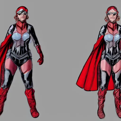 Image similar to red-browed finch themed female superhero, concept art,