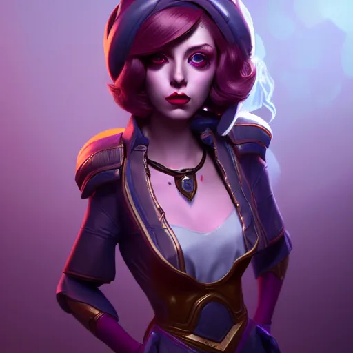 Prompt: Portrait of Orianna from League of Legends, evil, mystery, fear, highly detailed, ominous vibe, smoke, octane render, cgsociety, artstation, trending on ArtStation, by Marie Magny