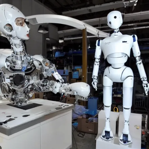 Image similar to Mark Zuckerberg robot undergoing repairs, photo, detailed, 4k