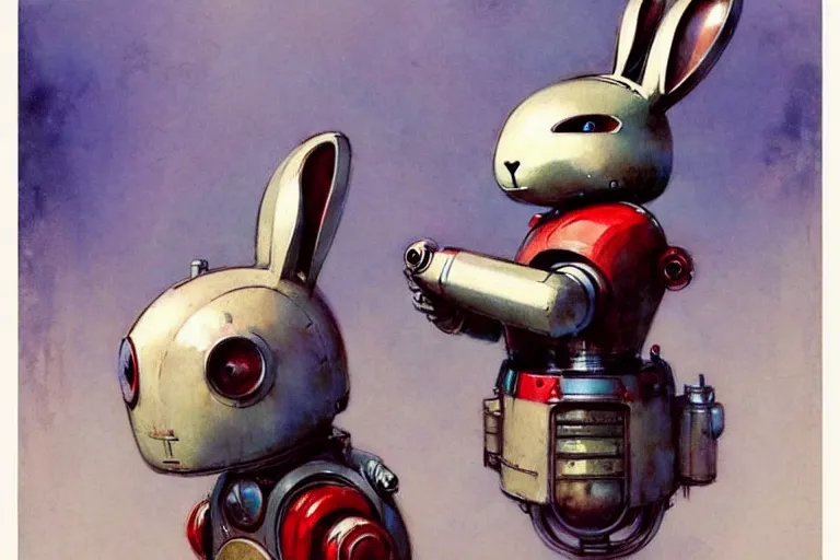 Image similar to adventurer ( ( ( ( ( 1 9 5 0 s retro future robot android rabbit. muted colors. ) ) ) ) ) by jean baptiste monge!!!!!!!!!!!!!!!!!!!!!!!!! chrome red