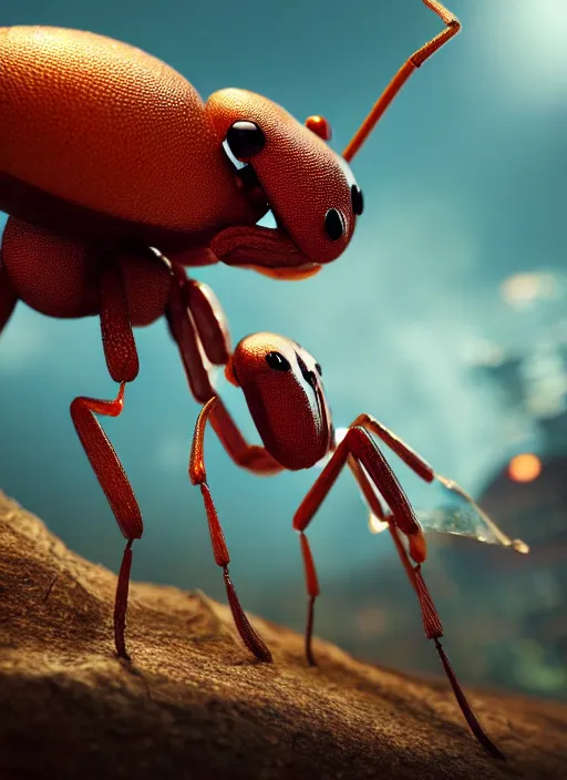 Prompt: giant ant with trunk, concept art, beautifully backlit, highly intricate, detailed painting, aesthetic octane render, 8 k hd resolution