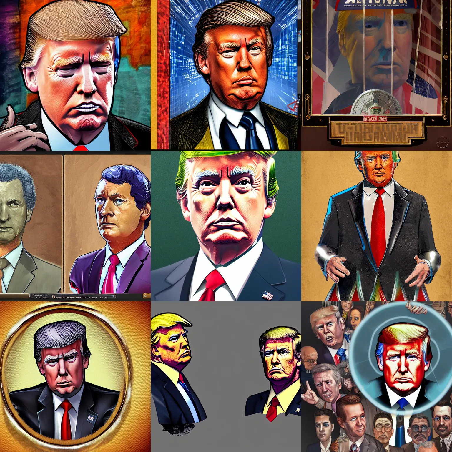 Prompt: a disco elysium portrait of Trump, highly detailed